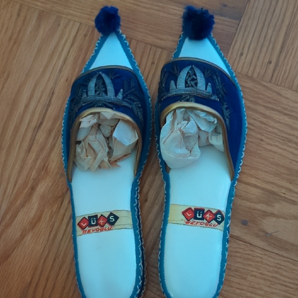 Vintage Turkish Blue Slippers